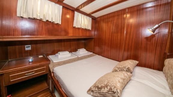 Enjoy comfort in the double cabin of the Gulet Santa Maria, perfect for a restful night.